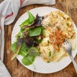 keto chicken cordon bleu casserole served with salad