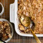 mock apple cobbler being served