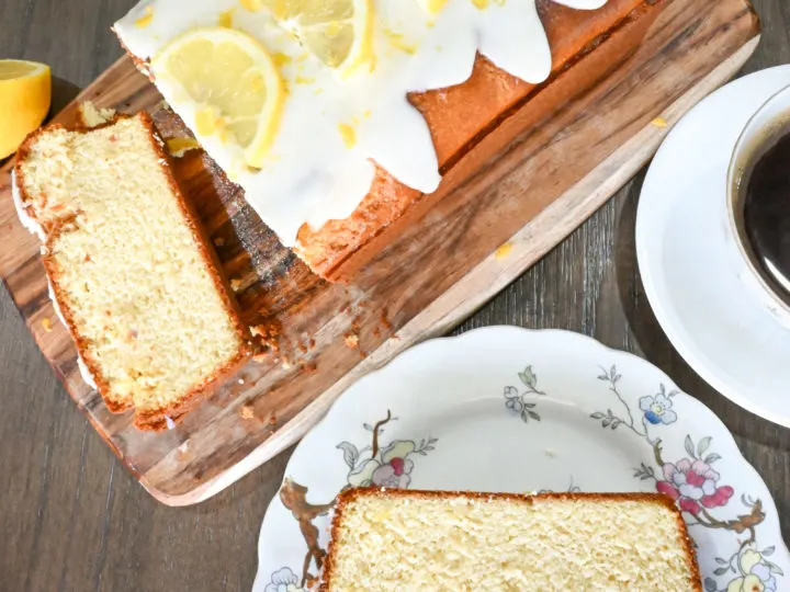 top view of a keto lemon pound cake