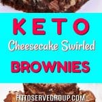 My recipe for keto cream cheese swirled brownies has the best qualities of both a cheesecake and a brownie. They are rich, fudgy brownies that feature a generous swirl of cheescake. And frankly the make one delicious keto treat. Keto Brownies| Keto Cheesecake Swirled Brownies| Low Carb Brownies| Keto Cream Cheese Brownies