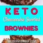 My recipe for keto cream cheese swirled brownies has the best qualities of both a cheesecake and a brownie. They are rich, fudgy brownies that feature a generous swirl of cheescake. And frankly the make one delicious keto treat. Keto Brownies| Keto Cheesecake Swirled Brownies| Low Carb Brownies| Keto Cream Cheese Brownies