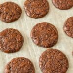 Keto triple chocolate cookies on a baking rack