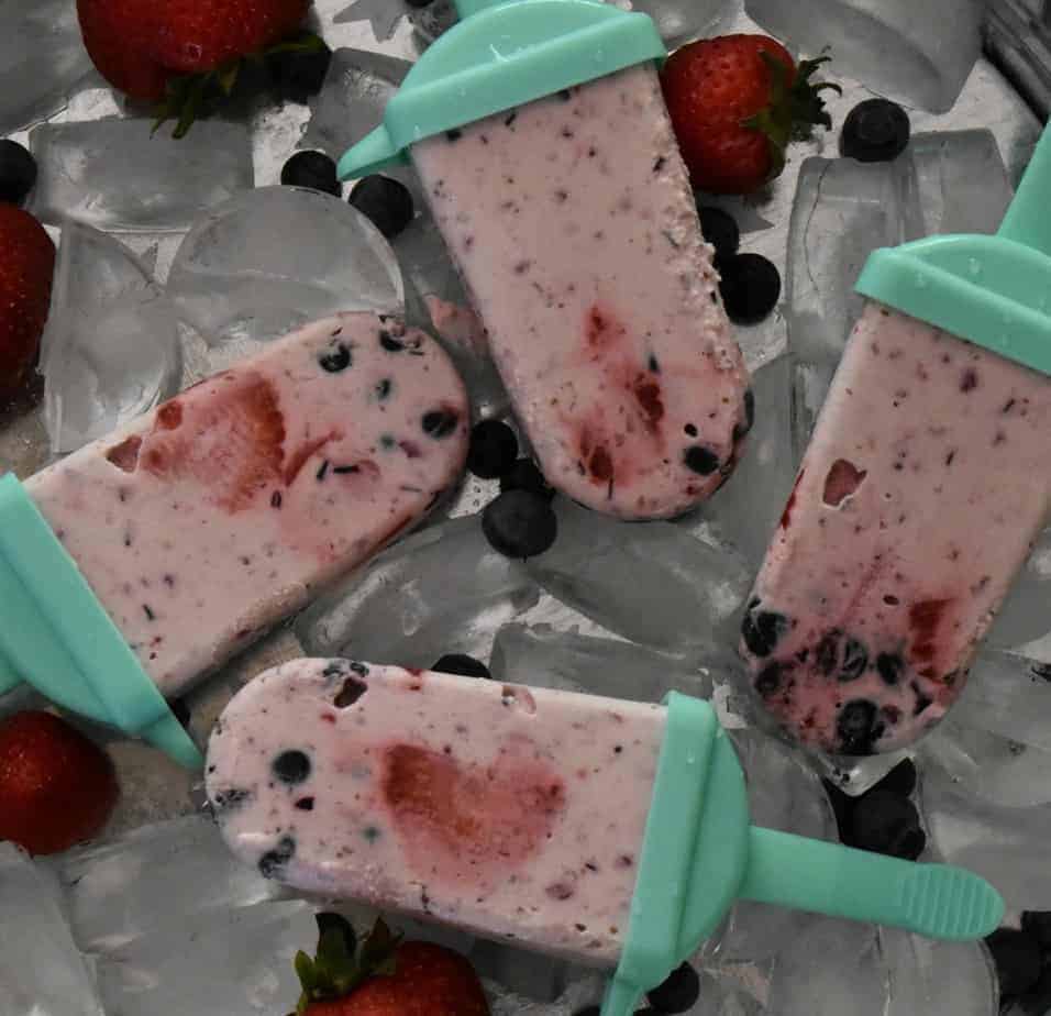 Keto Berries and Cream Popsicles