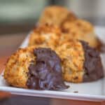 keto chocolate coconut macaroons on a white plate