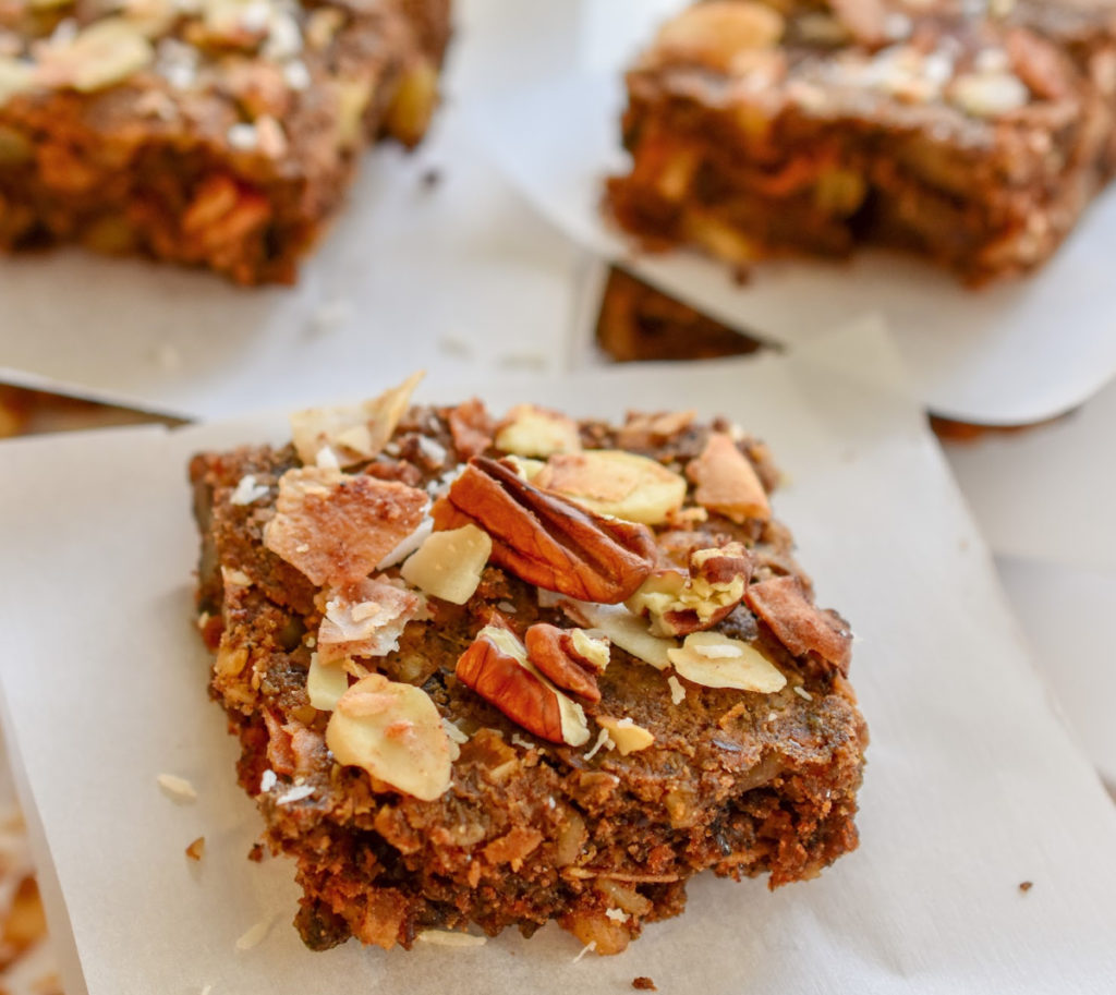 keto granola bars on parchment paper squares