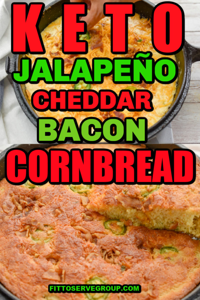 Keto jalapeño cheddar bacon cornbread in a skillet gluten-free