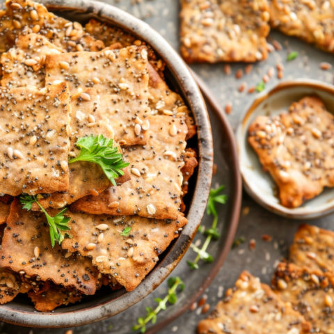 keto high fiber crackers served in a bowl