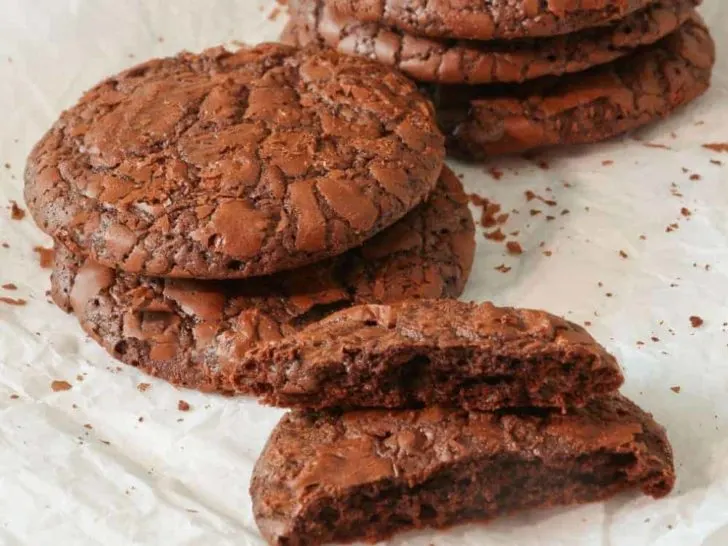 keto triple chocolate cookies on parchment paper