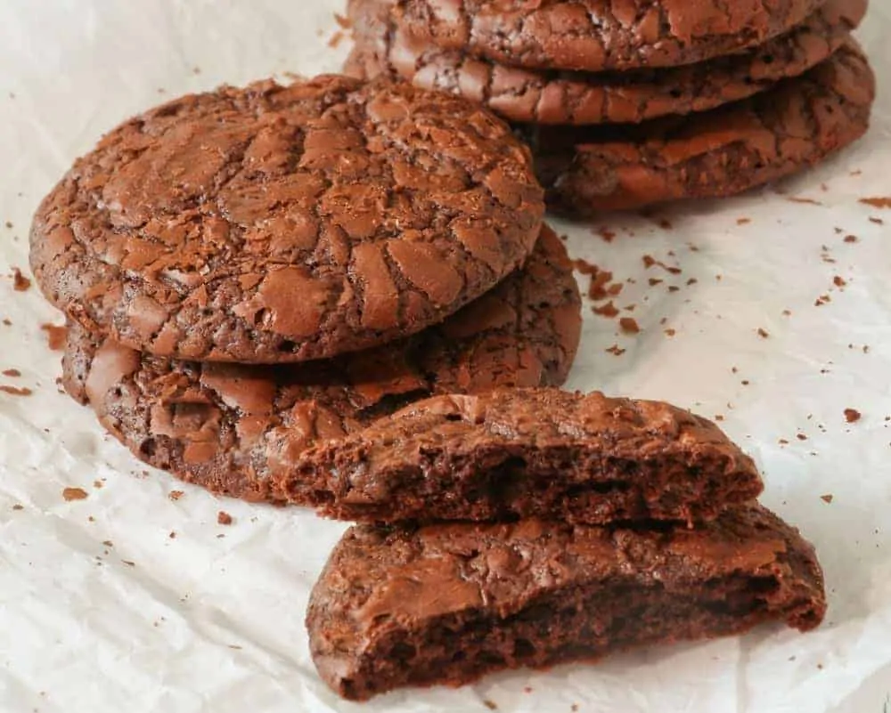 keto triple chocolate cookies on parchment paper