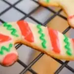 Keto Rolled Sugar Cookies Candy Cane Up Close