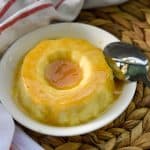 Easy keto flan served on small white plate