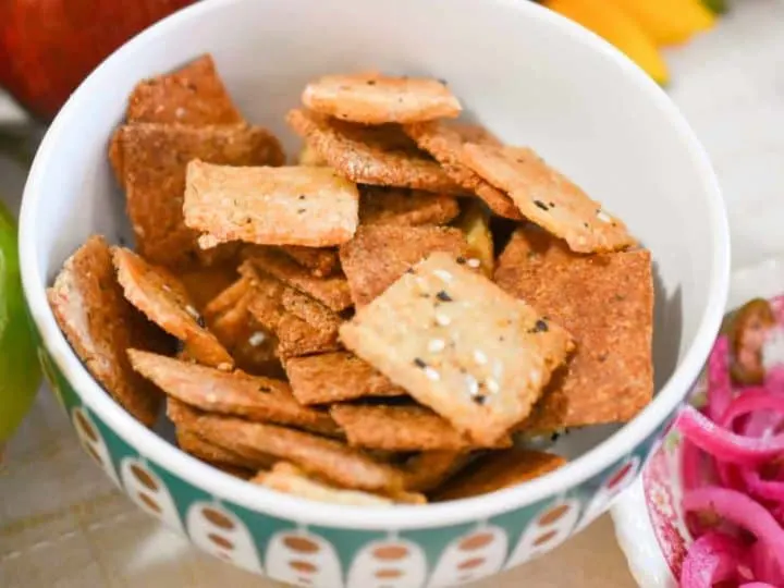 keto ranch crackers in a small bowl