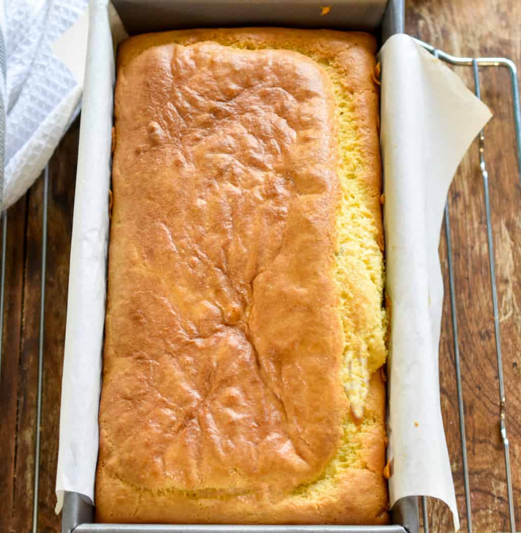 keto white bread in a baking loaf