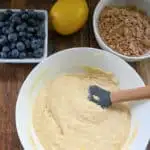 keto blueberry buckle cake being made