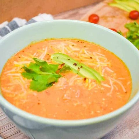 Keto chicken taco soup served in a bowl