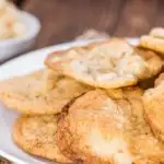 keto white chocolate macadamia cookies in a white plate