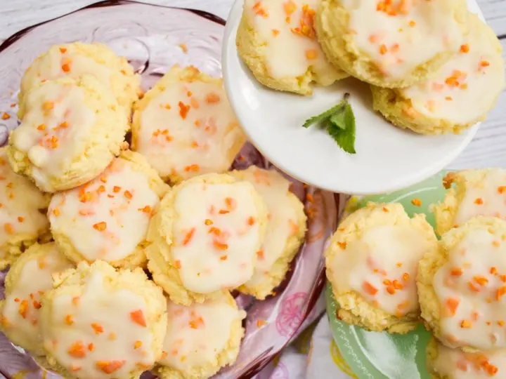 keto orange cookies staked on three different stands