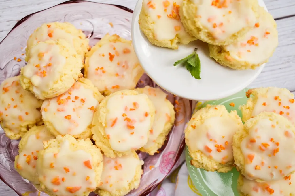 keto orange cookies staked on three different stands