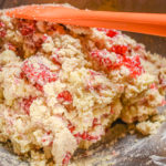 keto raspberry white chocolate scones batter