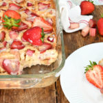 keto strawberry rhubarb cake sliced and served