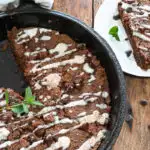 easy keto triple chocolate scones baked in a cast iron skillet