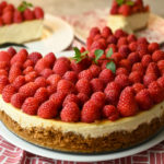 keto white chocolate cheesecake with fresh raspberry topping