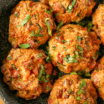 keto sausage cheese balls in a grey bowl