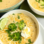 keto white chicken chili served