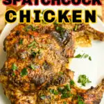 Keto spicy mustard spatchcock chicken Pinterest pin