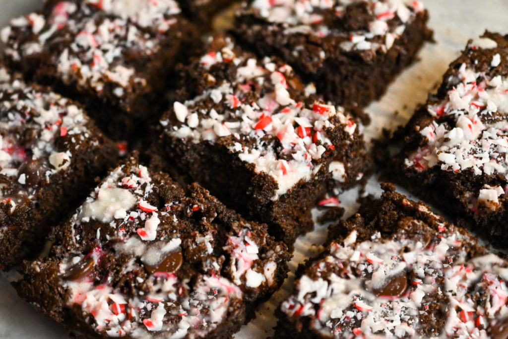 keto friendly peppermint brownies cut into slices