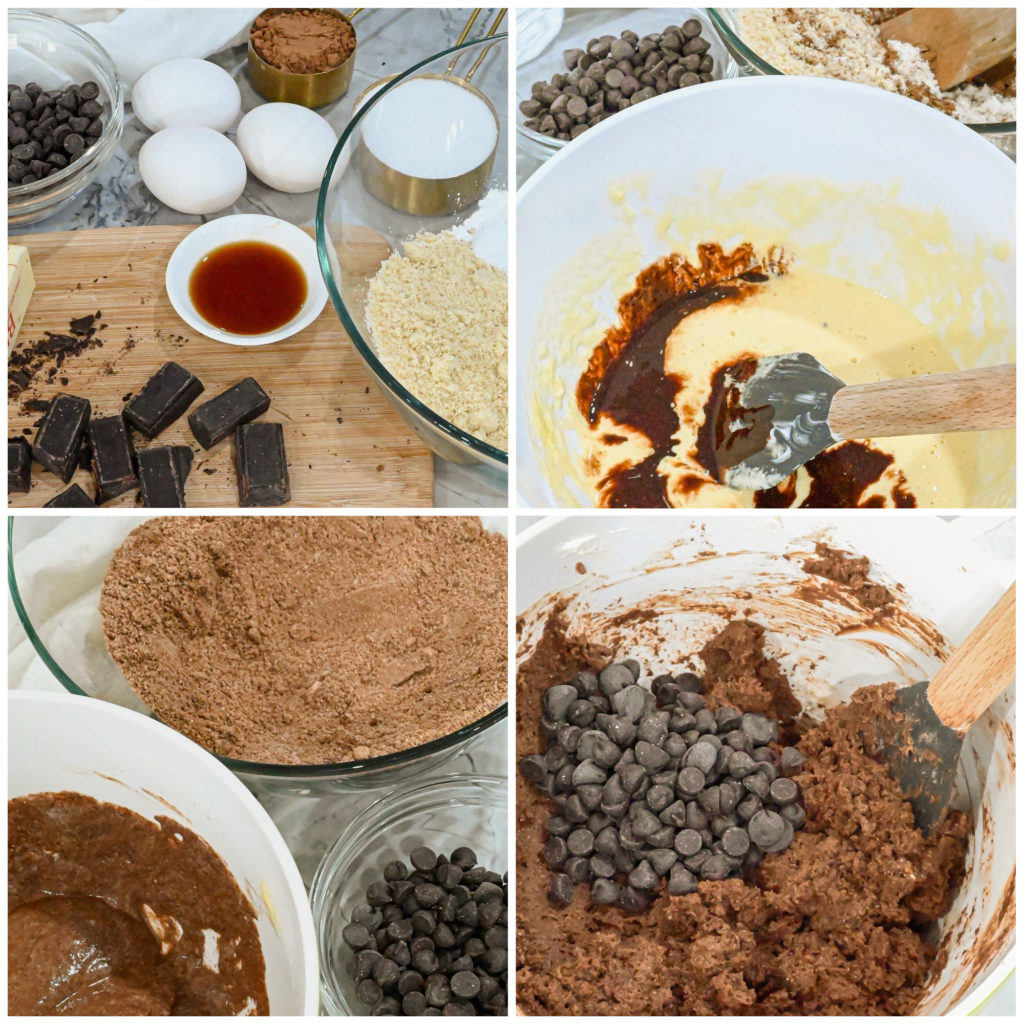 keto triple chocolate scones process images