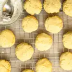 keto almond flour cream cheese cookies getting ready to be iced with an Amaretti sugar-free icing