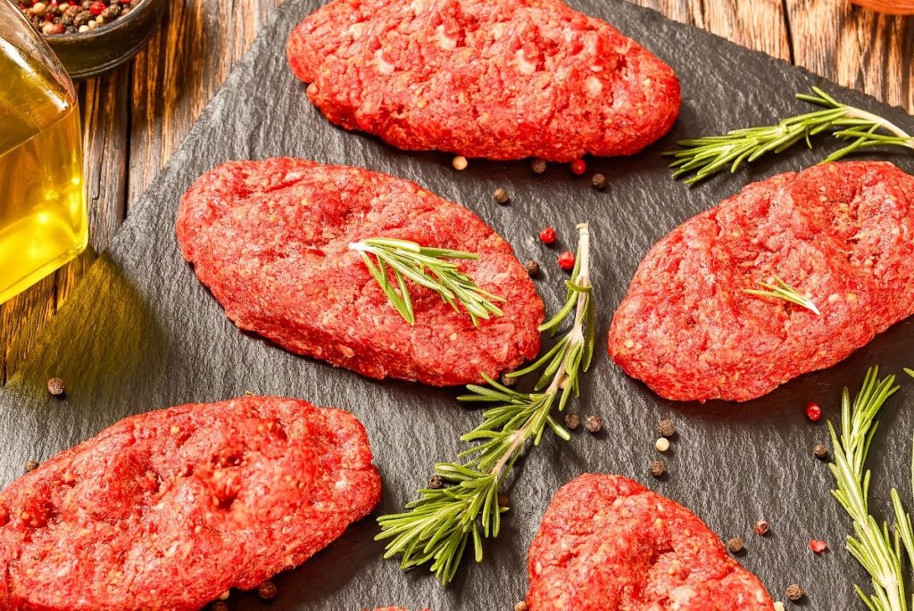 Hamburger steaks ready to be cooked