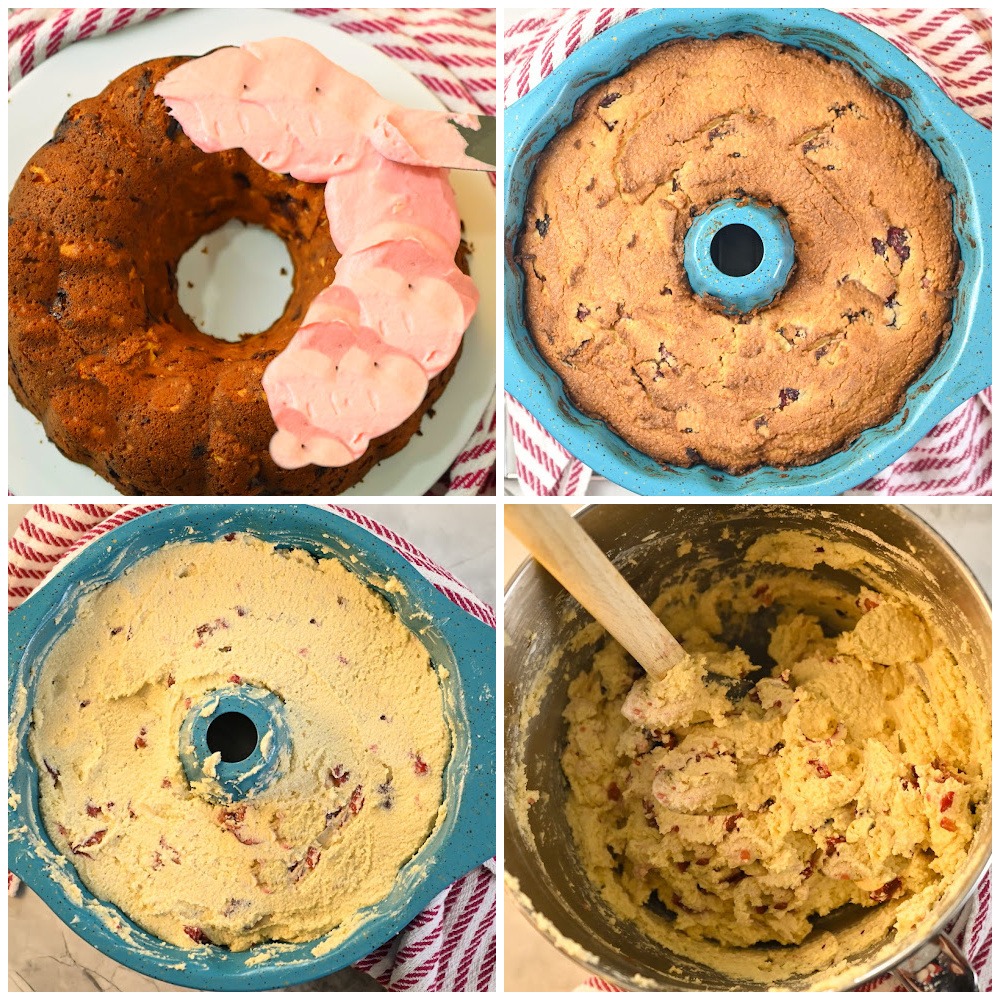 Keto strawberry bundt cake process pictures