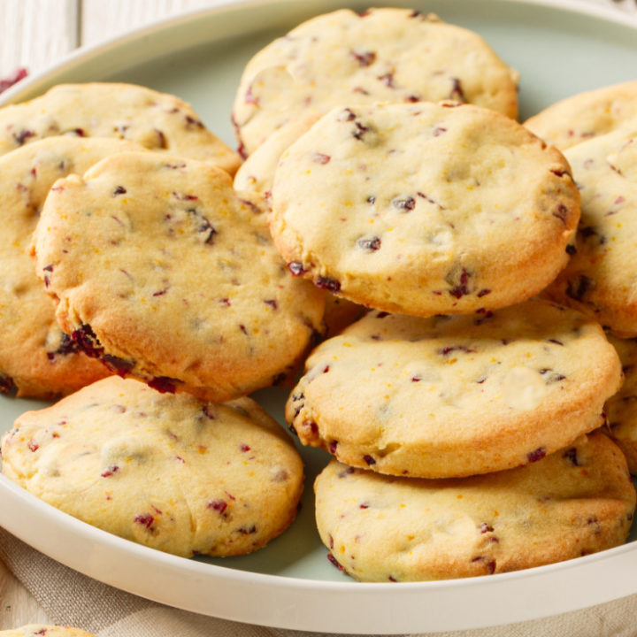 keto cranberry shortbread cookies featured image