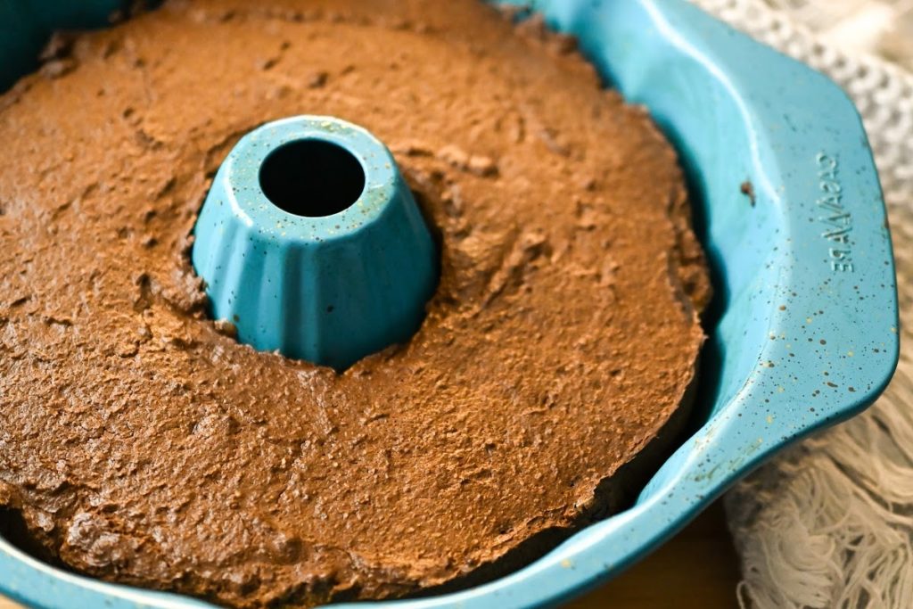 low-carb chocolate ricotta cake ready to be baked