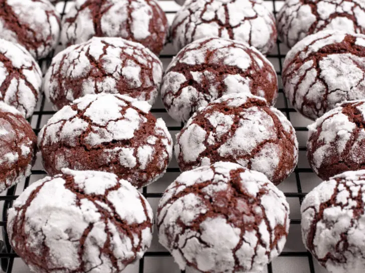 keto chocolate crinkle cookies on a cooling rack